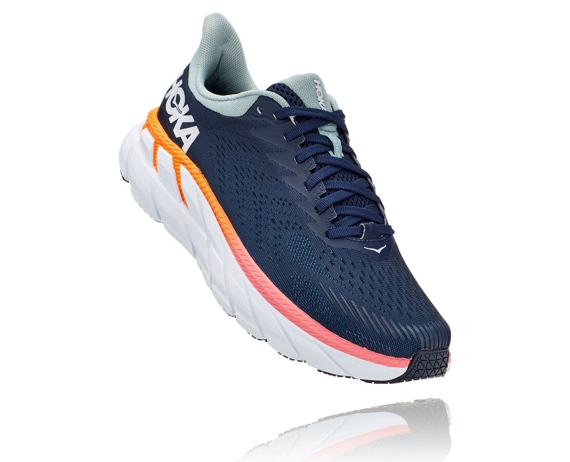 Hoka One One Clifton 7 Női Gyalogló Cipő Fekete / Kék [NKMIW-1485]